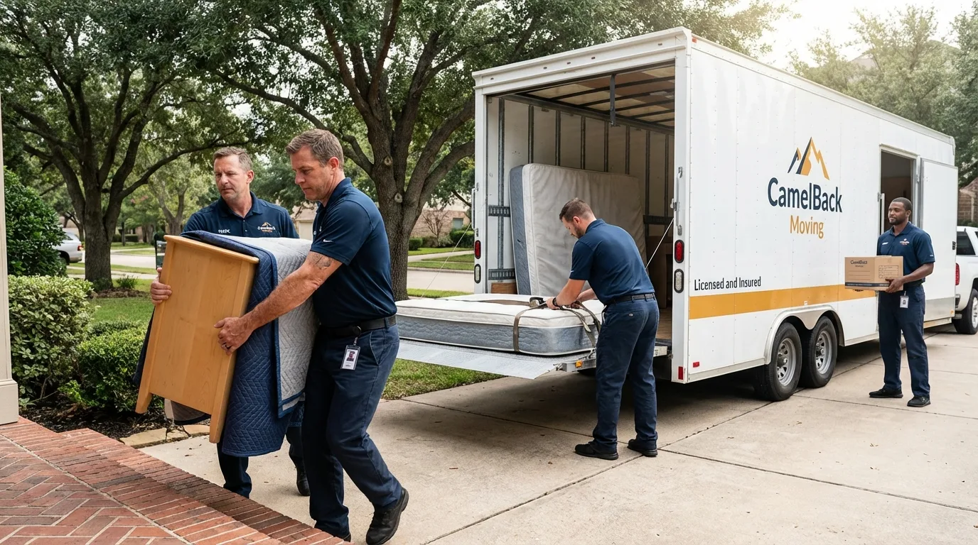 Crew loading residential truck for cross-state move from Silver Lake, WI
